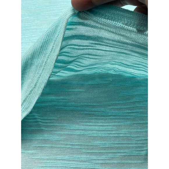 no boundaries 3/4 sleeve shirt green white lace sheer high low swoop neck m READ - Picture 7 of 12